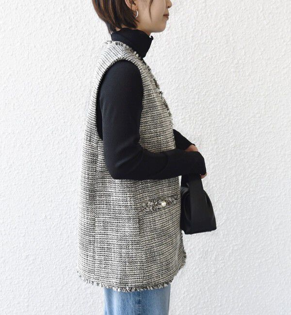 SHIPS for women「トライスピン 杢 ツイード カラーレス ジレ（セレモニー対応可）」|ベスト・ジレ|