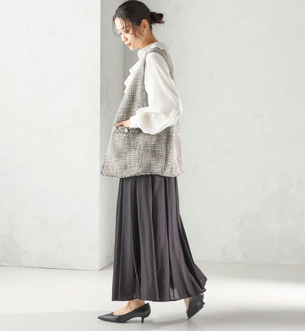 SHIPS for women「トライスピン 杢 ツイード カラーレス ジレ（セレモニー対応可）」|ベスト・ジレ|