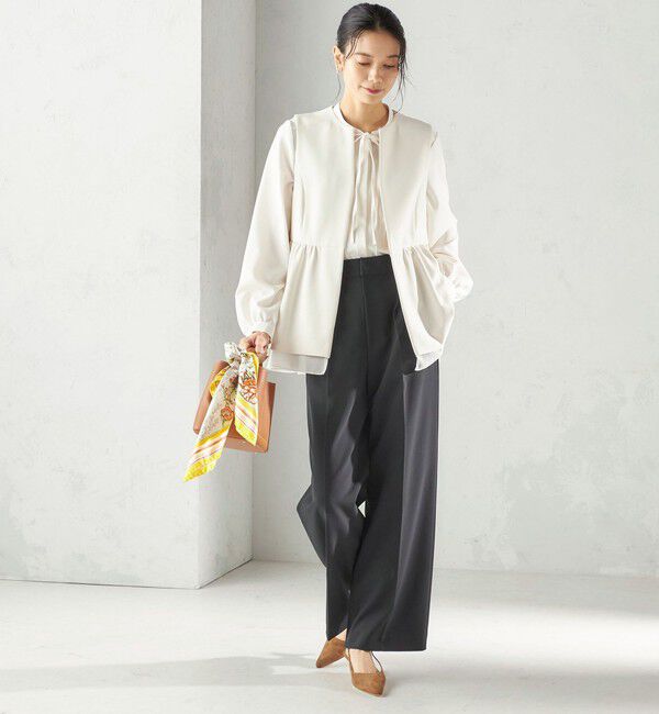 SHIPS for women「ダブル クロス レイヤード ペプラム ジレ（セレモニー対応可）」|ベスト・ジレ|