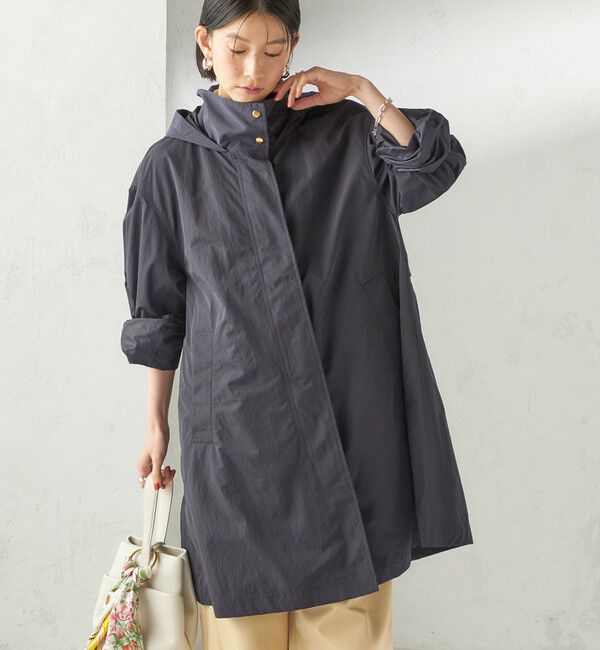 SHIPS for women「〈手洗い可 / 撥水加工 / UVカット〉 スタンドカラー フード コート」|その他|ネイビー