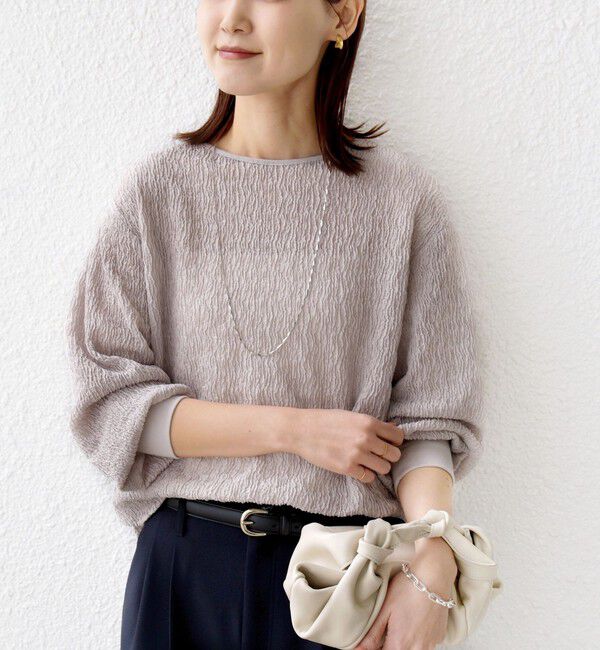 SHIPS for women「〈手洗い可能〉ランダム ブルーゼ 袖 タック プルオーバー」|Tシャツ・カットソー|