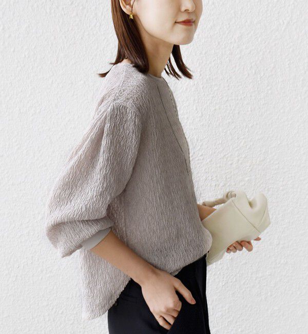 SHIPS for women「〈手洗い可能〉ランダム ブルーゼ 袖 タック プルオーバー」|Tシャツ・カットソー|