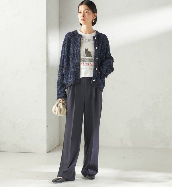 SHIPS for women「〈手洗い可能〉ミックスカラー ニット ジャケット」|ノーカラージャケット|