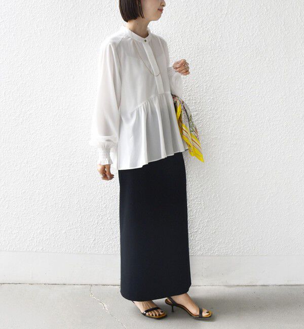 SHIPS for women「【WEB限定】〈手洗い可能〉ドット 花柄 袖 シャーリング ブラウス」|シャツ・ブラウス|