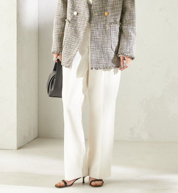 SHIPS for women「〈UVカット / 吸水速乾 / 手洗い可能〉綿麻混 オックス 2タック ストレート パンツ」|その他|