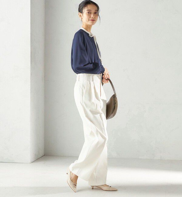 SHIPS for women「〈UVカット / 吸水速乾 / 手洗い可能〉綿麻混 オックス 2タック ストレート パンツ」|その他|