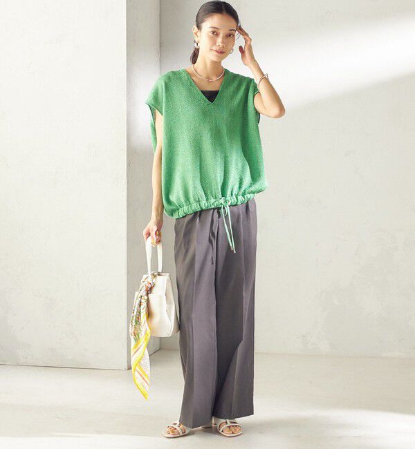 SHIPS for women「〈UVカット / 吸水速乾 / 手洗い可能〉綿麻混 オックス 2タック ストレート パンツ」|その他|