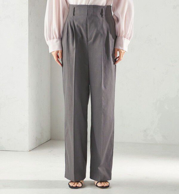 SHIPS for women「〈UVカット / 吸水速乾 / 手洗い可能〉綿麻混 オックス 2タック ストレート パンツ」|その他|