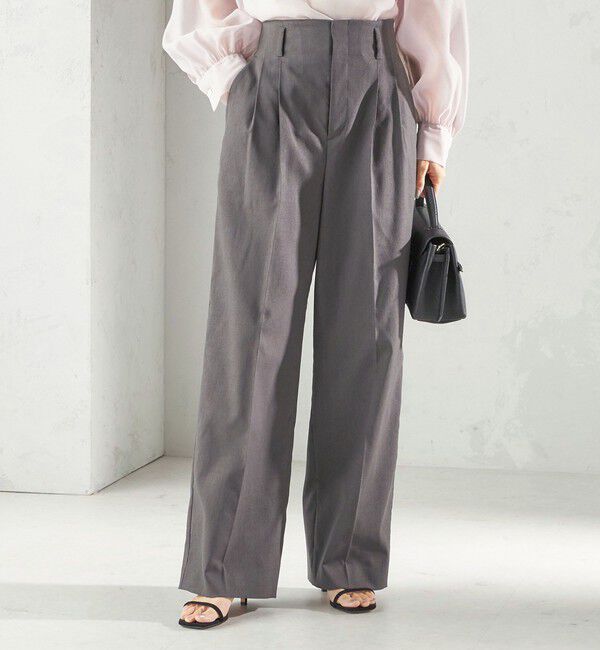 SHIPS for women「〈UVカット / 吸水速乾 / 手洗い可能〉綿麻混 オックス 2タック ストレート パンツ」|その他|