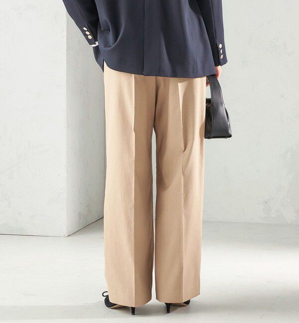 SHIPS for women「〈UVカット / 吸水速乾 / 手洗い可能〉綿麻混 オックス 2タック ストレート パンツ」|その他|