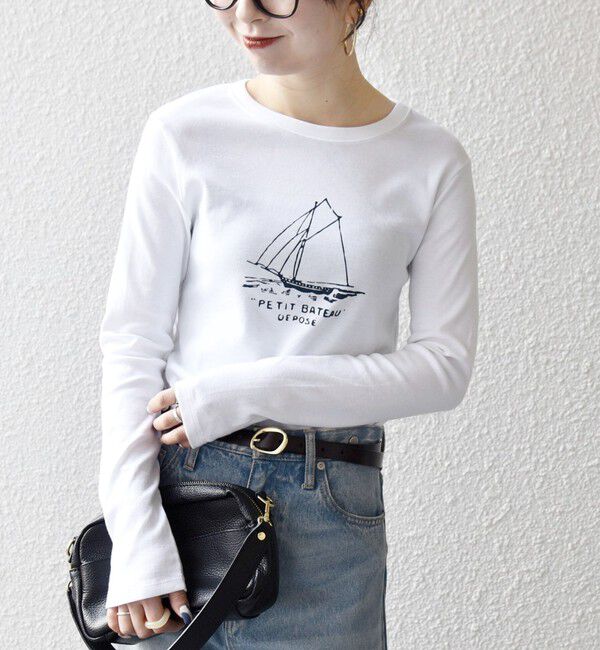 SHIPS any「【SHIPS any別注】PETIT BATEAU: プリント ロン TEE」|Tシャツ・カットソー|