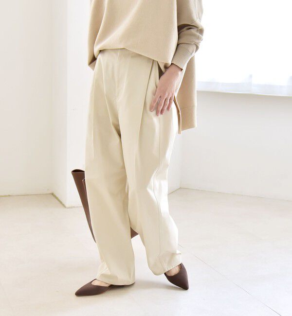 quaranciel「quaranciel:〈洗濯機可能〉コクーン ワイド チノ パンツ」|チノ|ナチュラル