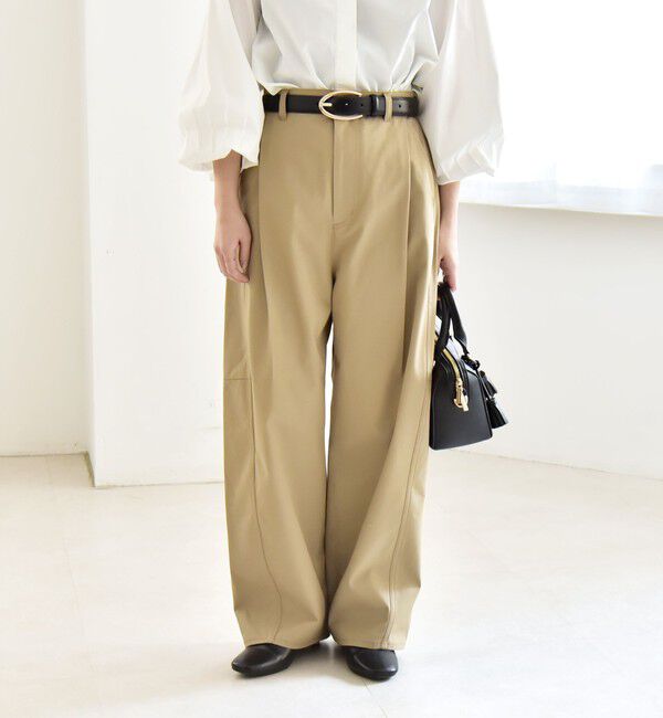 quaranciel「quaranciel:〈洗濯機可能〉コクーン ワイド チノ パンツ」|チノ|ベージュ