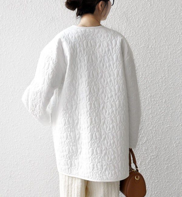 SHIPS any「SHIPS any: キルティング ステッチ ノーカラー ミディ コート」|ノーカラーコート|