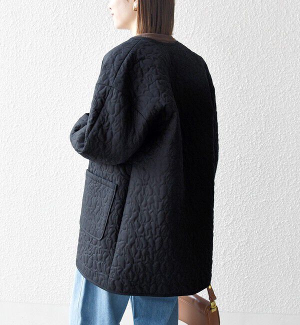 SHIPS any「SHIPS any: キルティング ステッチ ノーカラー ミディ コート」|ノーカラーコート|