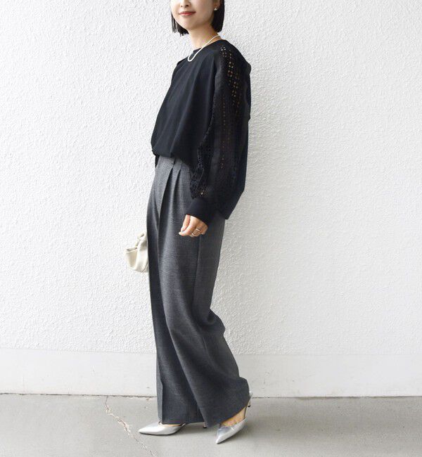 SHIPS for women「《一部追加予約》【WEB限定】〈手洗い可能〉レース コンビ カットソー」|Tシャツ・カットソー|