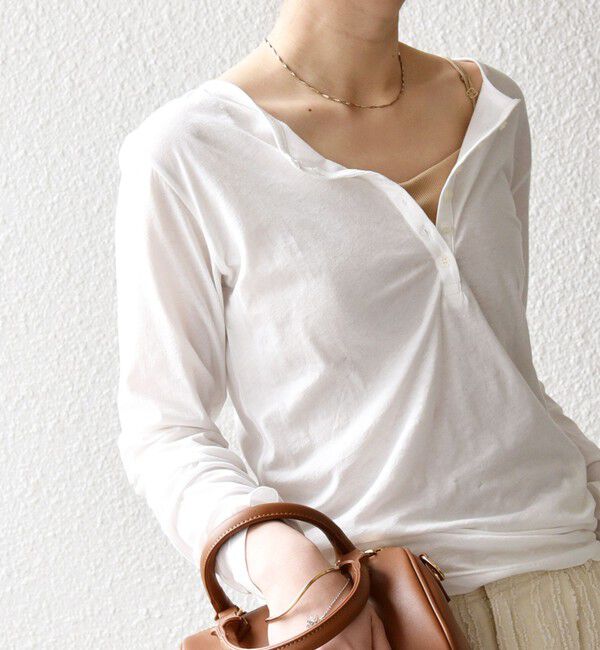 SHIPS any「SHIPS any:〈手洗い可能〉シアー コットン ヘンリーネック プルオーバー」|Tシャツ・カットソー|