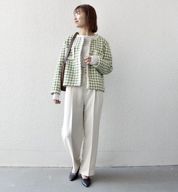 SHIPS any「SHIPS any: ツイード  パイピング ノーカラー ジャケット」|ノーカラージャケット|