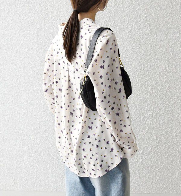 SHIPS any「SHIPS any:〈洗濯機可能〉フラワー プリント レース オープンカラー シャツ」|シャツ・ブラウス|