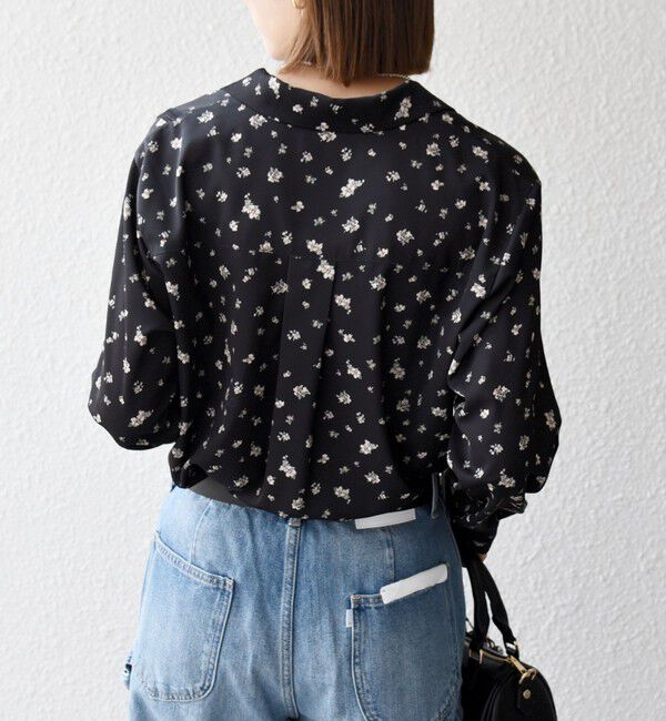 SHIPS any「SHIPS any:〈洗濯機可能〉フラワー プリント レース オープンカラー シャツ」|シャツ・ブラウス|