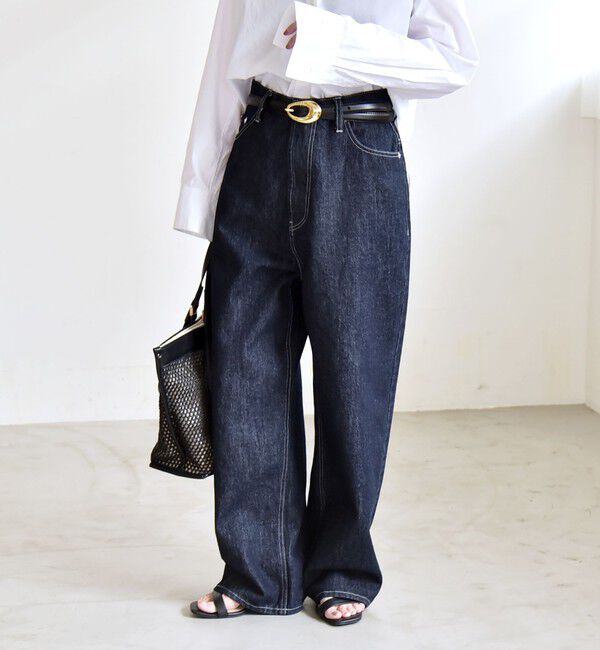 quaranciel「《一部追加予約》quaranciel:〈洗濯機可能〉ハイライズ ルーズ ワイド デニム パンツ」|デニム|