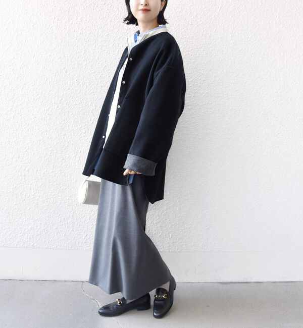 SHIPS for women「セミ 梳毛 配色 リバー ノーカラー コート」|ノーカラーコート|