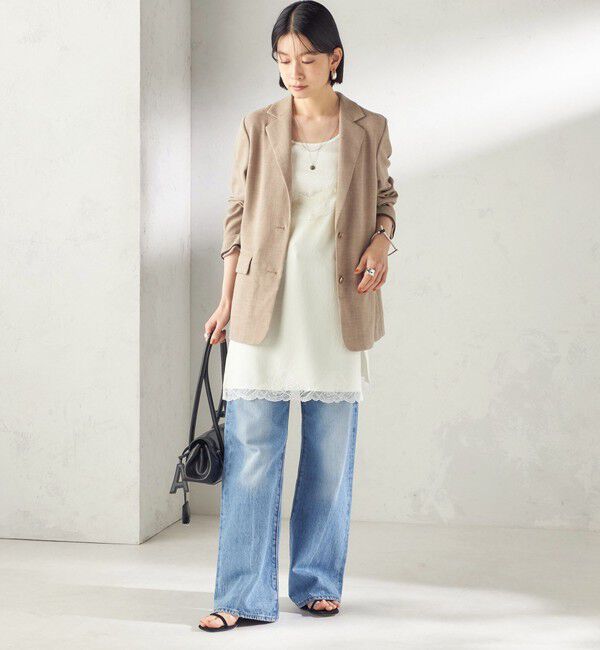 SHIPS for women「〈吸水速乾・手洗い可能〉麻調 ドンゴロス 2釦 ジャケット」|テーラードジャケット|