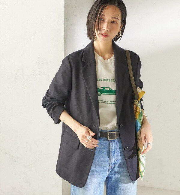 SHIPS for women「〈吸水速乾・手洗い可能〉麻調 ドンゴロス 2釦 ジャケット」|テーラードジャケット|