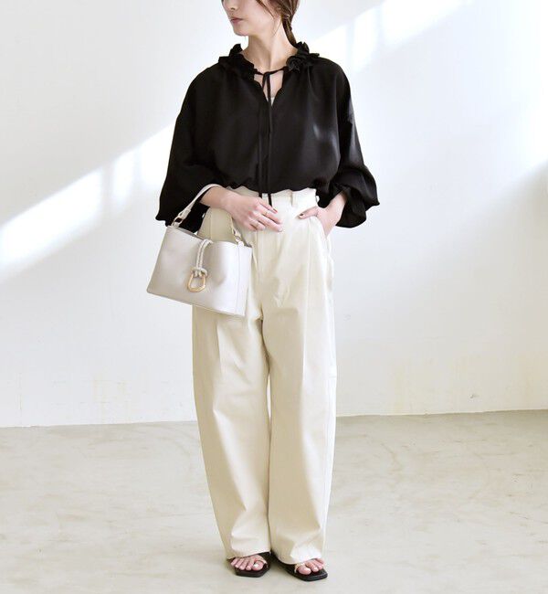 quaranciel「quaranciel:〈洗濯機可能〉フリルカラー リボン ギャザースリーブ ブラウス」|シャツ・ブラウス|