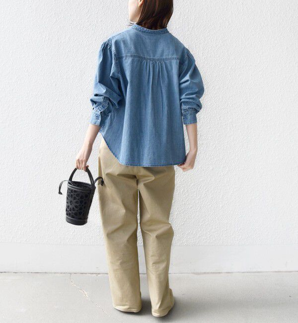 SHIPS for women「《追加予約》〈洗濯機可能〉ライトオンス フリル デニム シャツ」|シャツ・ブラウス|
