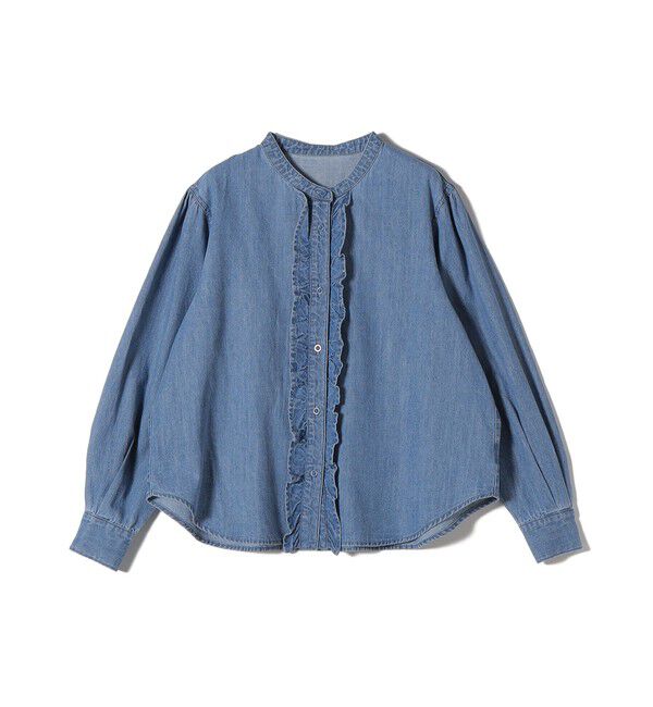 SHIPS for women「《追加予約》〈洗濯機可能〉ライトオンス フリル デニム シャツ」|シャツ・ブラウス|