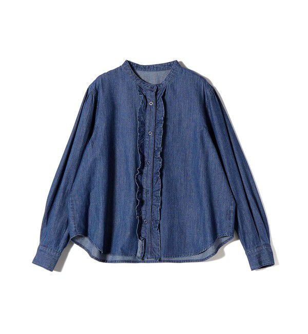 SHIPS for women「《追加予約》〈洗濯機可能〉ライトオンス フリル デニム シャツ」|シャツ・ブラウス|