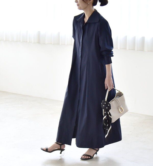 quaranciel「quaranciel:〈洗濯機可能〉ビッグカラー Aライン シャツ ワンピース」|ワンピース|