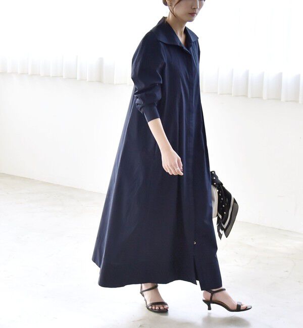 quaranciel「quaranciel:〈洗濯機可能〉ビッグカラー Aライン シャツ ワンピース」|ワンピース|