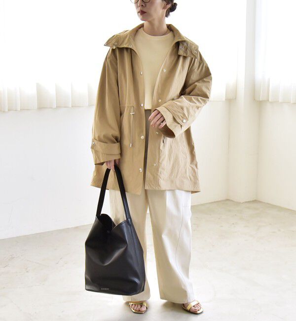 quaranciel「quaranciel:〈撥水加工/洗濯機可能〉ナイロン ドロスト フード ミディ ブルゾン」|その他|