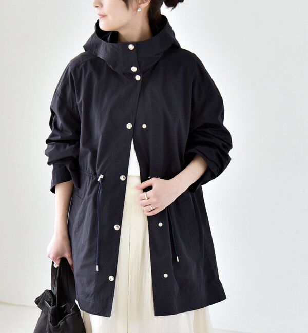 quaranciel「quaranciel:〈撥水加工/洗濯機可能〉ナイロン ドロスト フード ミディ ブルゾン」|その他|