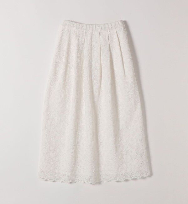 SHIPS any「《追加予約》SHIPS any:〈手洗い可能〉フラワー メッシュ レース タック セミフレア スカート」|スカート|