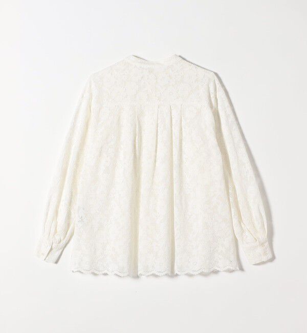 SHIPS any「《追加予約》SHIPS any:〈手洗い可能〉フラワー メッシュ レース バンドカラー タック シャツ」|シャツ・ブラウス|