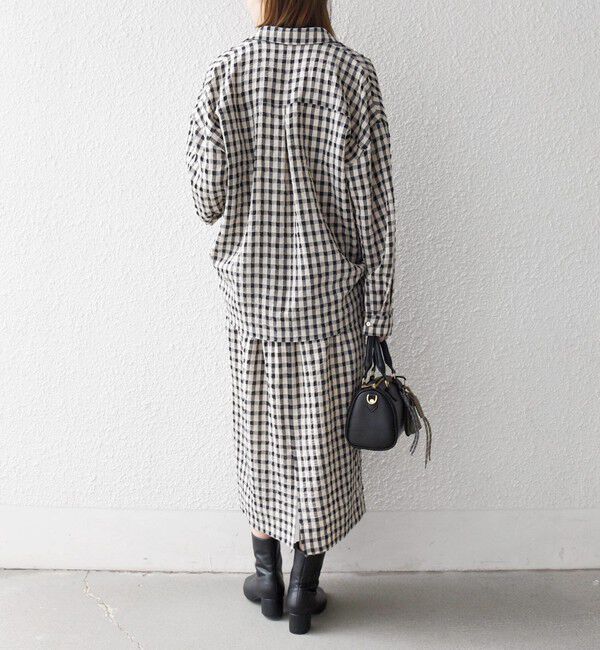 SHIPS any「SHIPS any:〈洗濯機可能〉ギンガムチェック サッカー タイト スカート」|スカート|