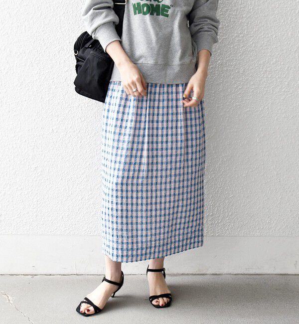 SHIPS any「SHIPS any:〈洗濯機可能〉ギンガムチェック サッカー タイト スカート」|スカート|