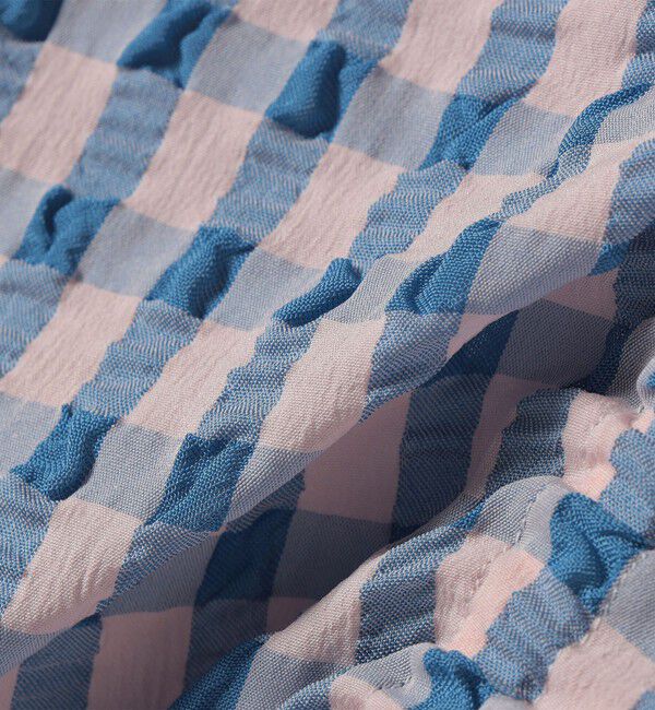 SHIPS any「SHIPS any:〈洗濯機可能〉ギンガムチェック サッカー ドロスト シャツ ブラウス」|シャツ・ブラウス|