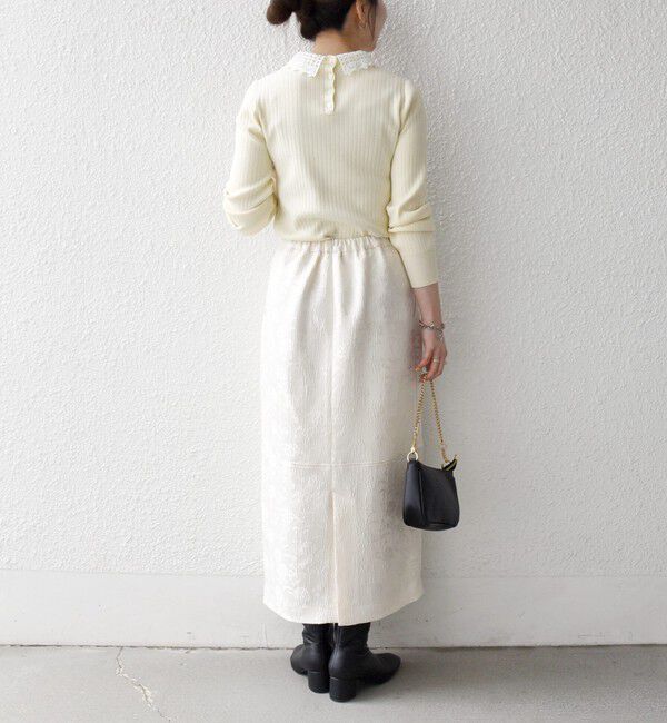 SHIPS any「SHIPS any:〈手洗い可能〉フラワー ジャカード Iライン タック スカート」|スカート|