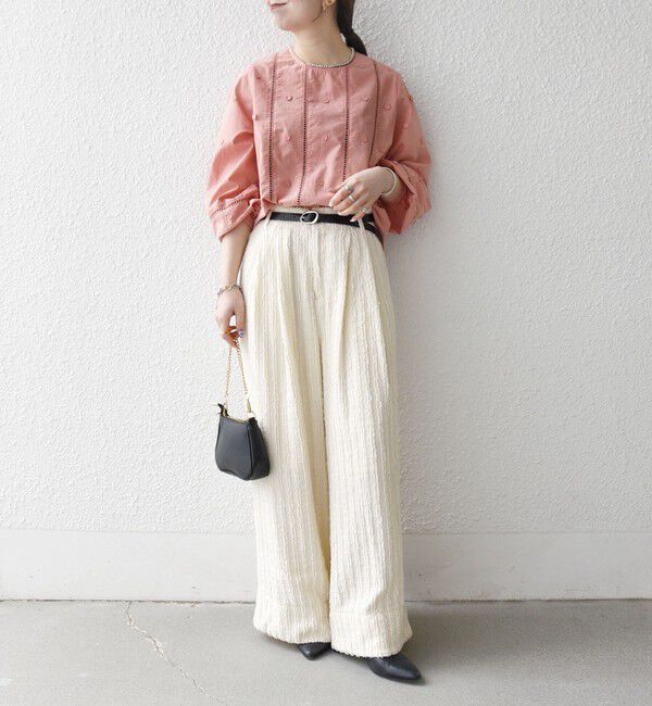 SHIPS any「SHIPS any:〈洗濯機可能〉フラワー モチーフ ハシゴレース クルーネック ブラウス」|シャツ・ブラウス|