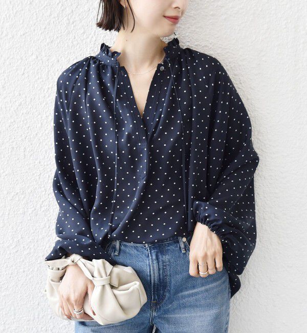 SHIPS for women「〈手洗い可能〉ドット リボン デザイン 長袖 ブラウス」|シャツ・ブラウス|