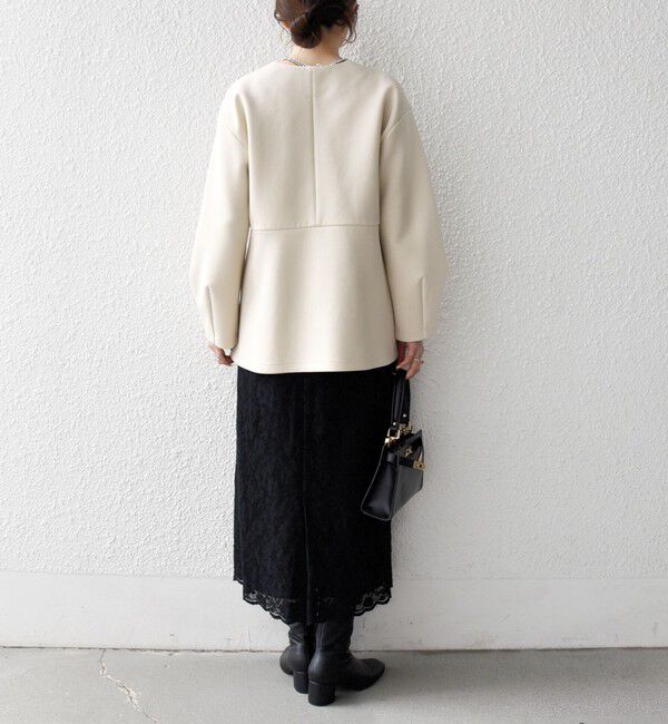 SHIPS any「SHIPS any:〈手洗い可能〉ダンボール ペプラム Vネック ジャケット」|ノーカラージャケット|