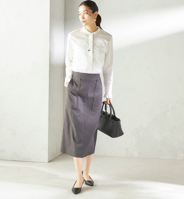 SHIPS for women「〈洗濯機可能〉フリル カフス バンド カラー シャツ」|シャツ・ブラウス|