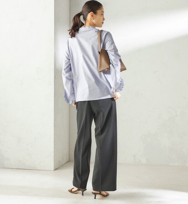 SHIPS for women「〈洗濯機可能〉フリル カフス バンド カラー シャツ」|シャツ・ブラウス|