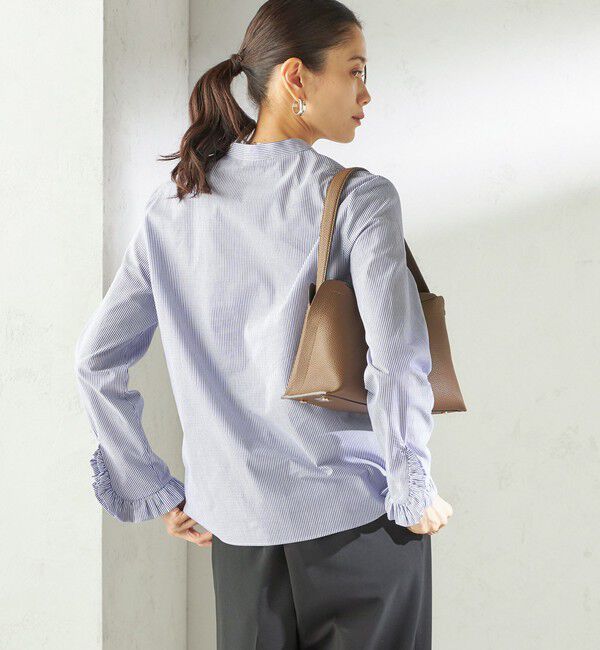 SHIPS for women「〈洗濯機可能〉フリル カフス バンド カラー シャツ」|シャツ・ブラウス|