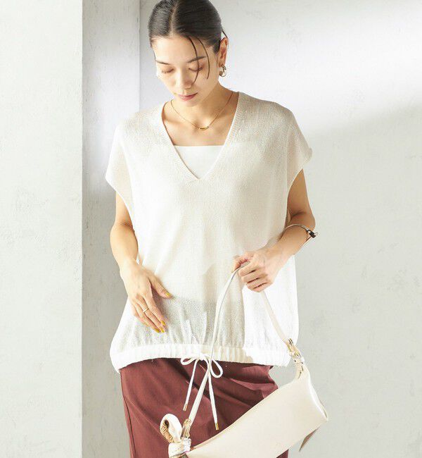 SHIPS for women「〈手洗い可能〉ブライト ペーパー 裾 ドロスト ニット プルオーバー」|ベスト・ジレ|