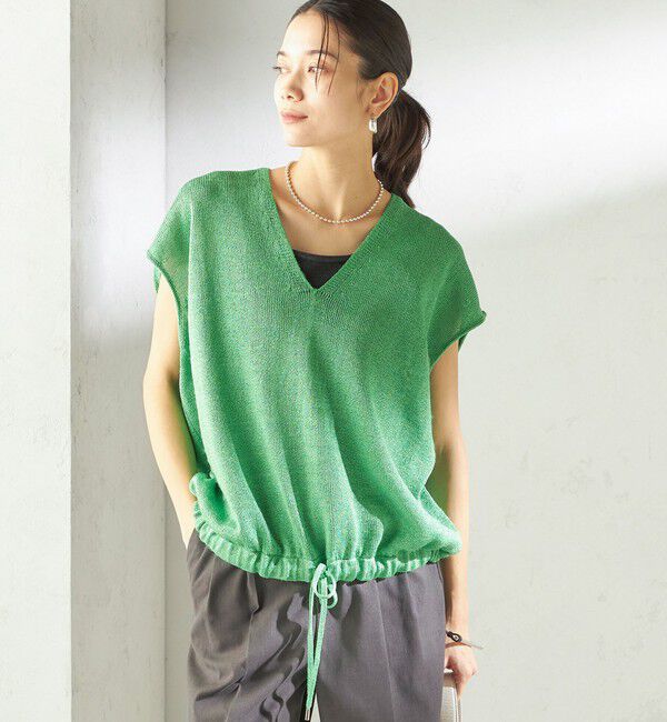 SHIPS for women「〈手洗い可能〉ブライト ペーパー 裾 ドロスト ニット プルオーバー」|ベスト・ジレ|